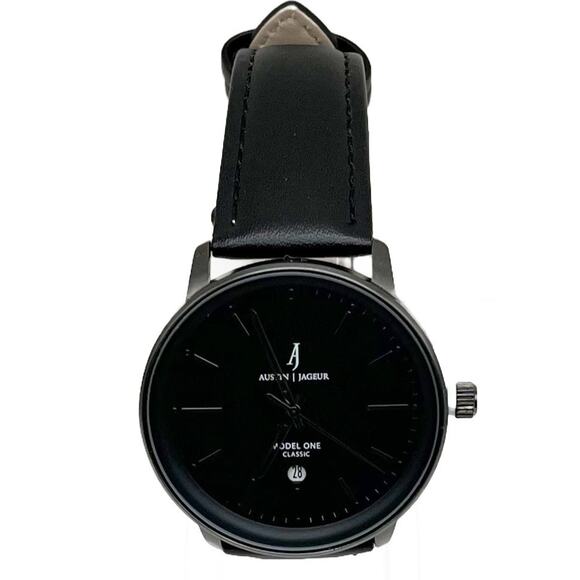Austin Jageur Model One Quartz Movement Leather Band Watch in Black - Picture 1 of 8